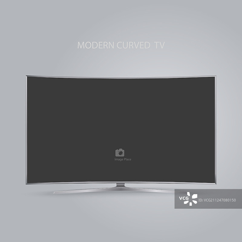 灰色背景上的曲面智能LED高清电视图片素材