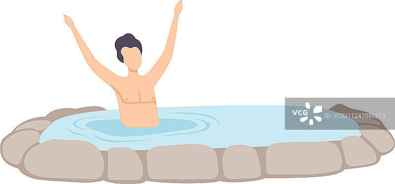 男人在户外按摩浴缸里放松身心图片素材