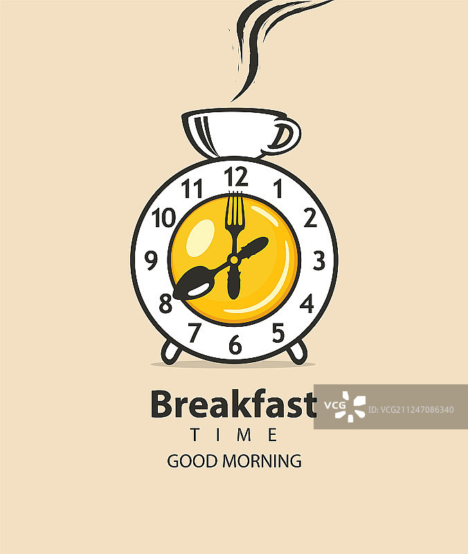 时钟餐具杯子早餐banner图片素材