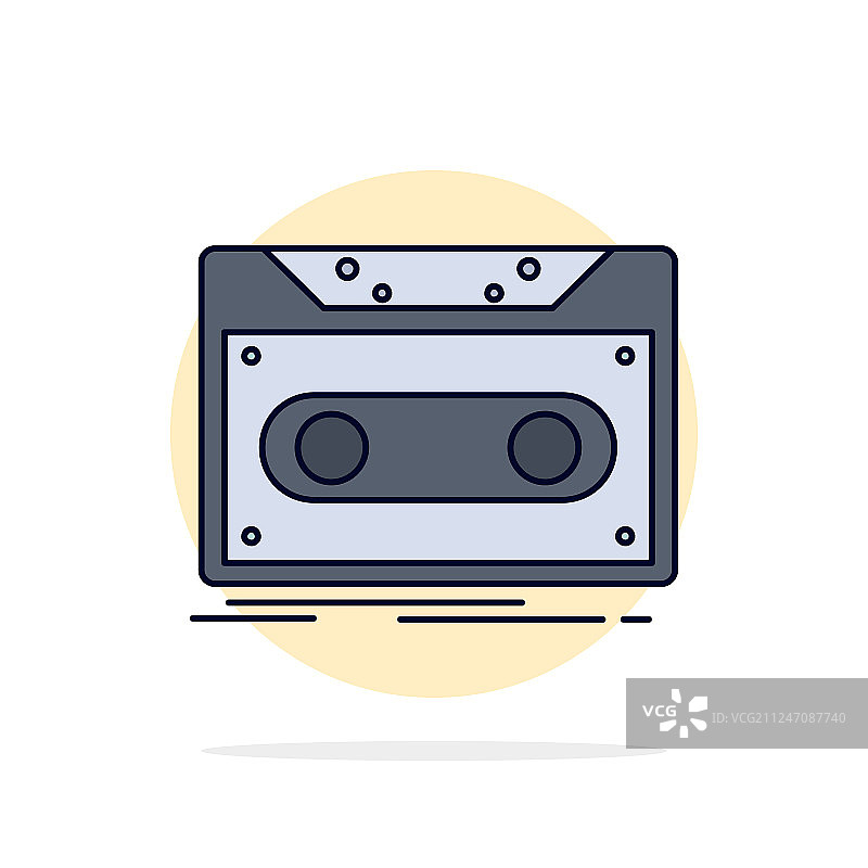 盒式磁带演示录音带扁平颜色图标图片素材