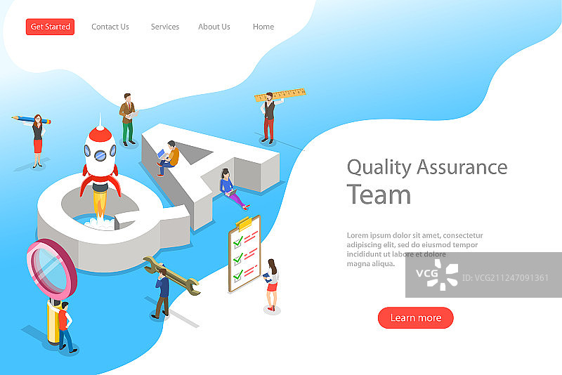 2.5D扁平风格着陆页模板，质量保证图片素材