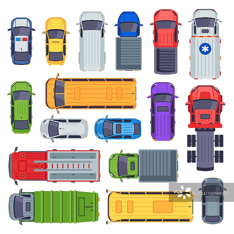 俯视角度：公共交通出租车城市巴士图片素材