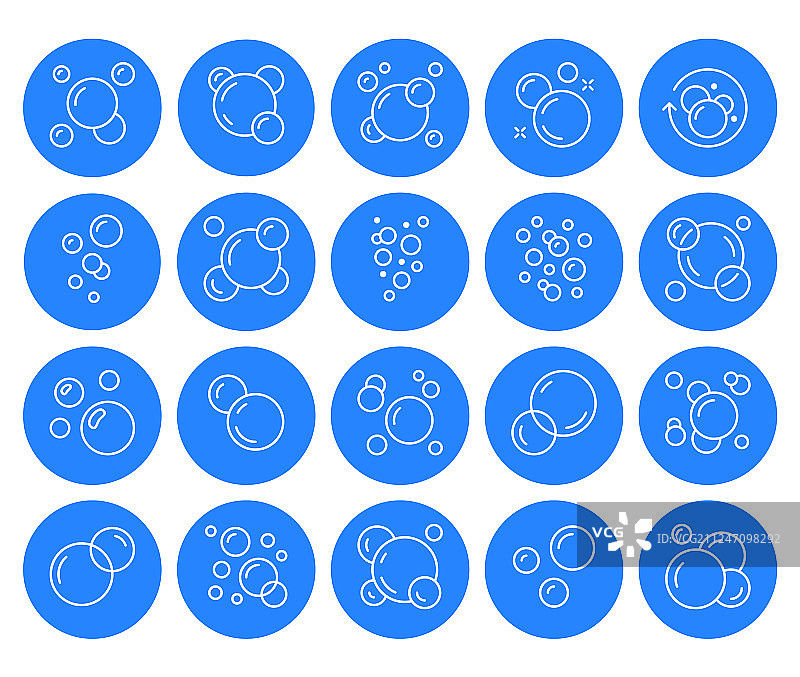 肥皂泡泡扁平线条图标集图片素材