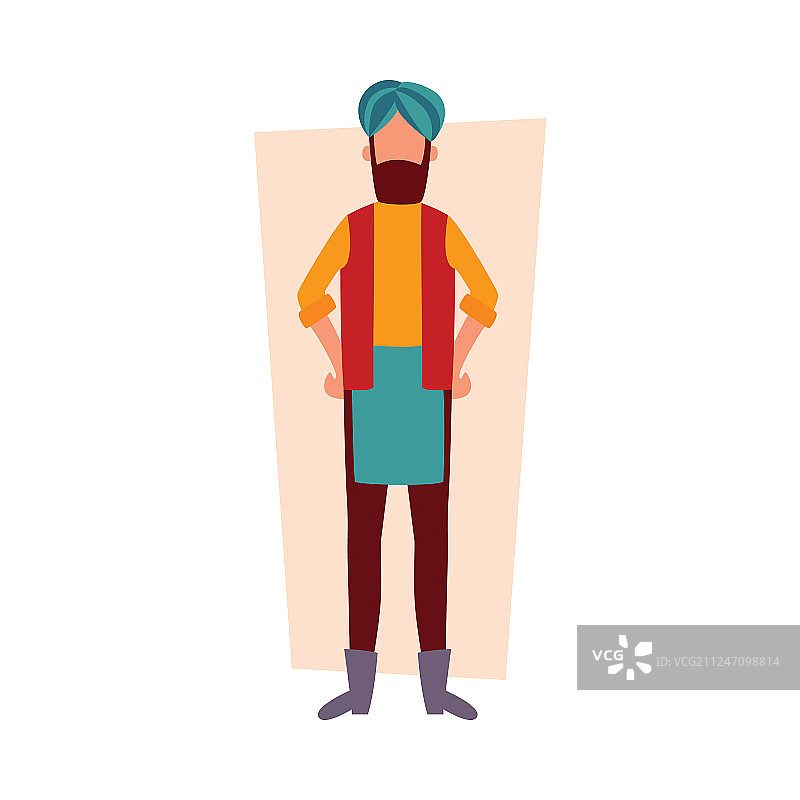 身着传统服装的印度男人站立图片素材