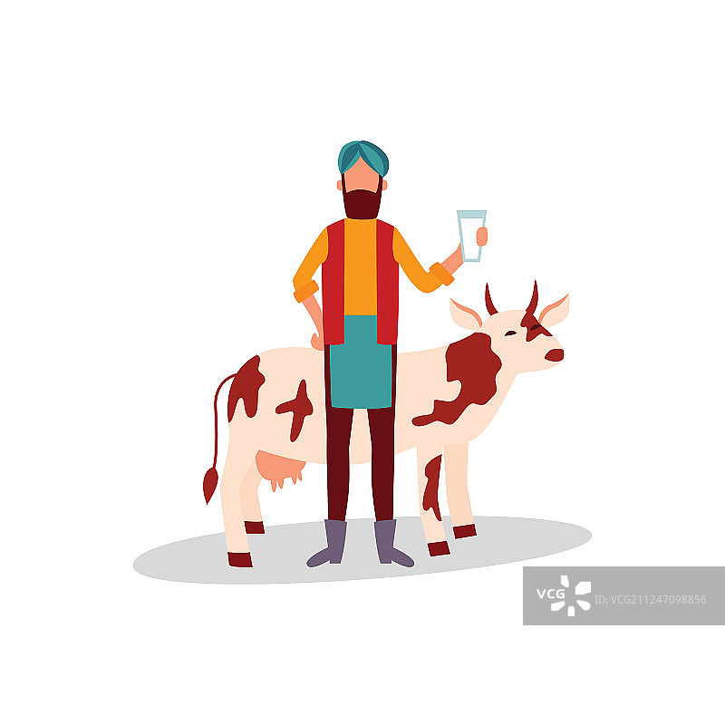 戴头巾的印度农民手持玻璃杯图片素材