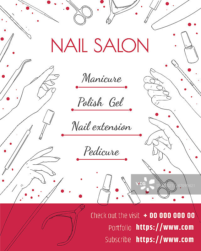 美甲沙龙海报或宣传单模板图片素材