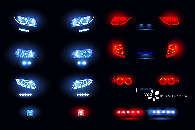逼真的汽车车灯效果图片素材