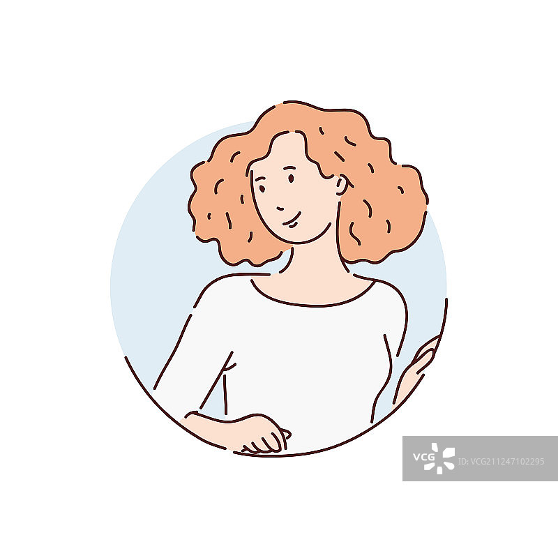 年轻漂亮的女孩，一头浓密的红发图片素材