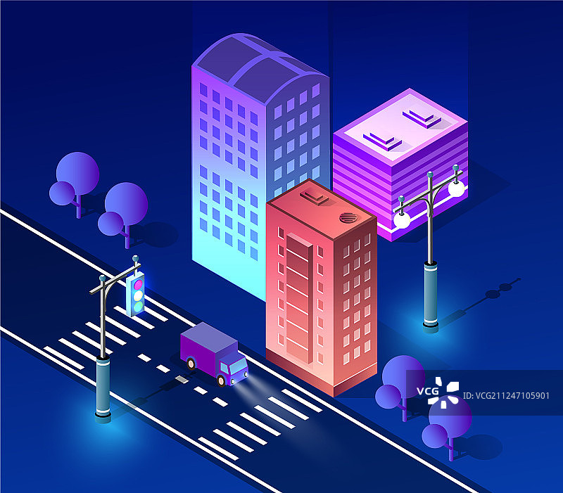 夜景城市紫外线建筑图片素材