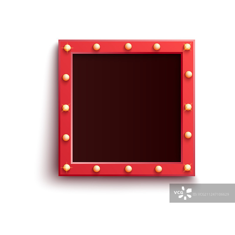 带灯泡的复古红色方框图片素材