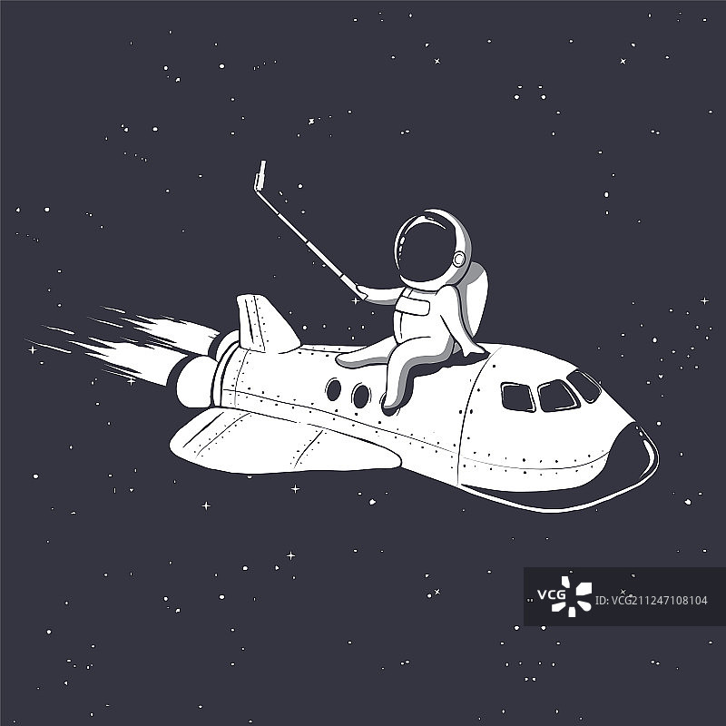 宇航员在航天飞机上自拍图片素材