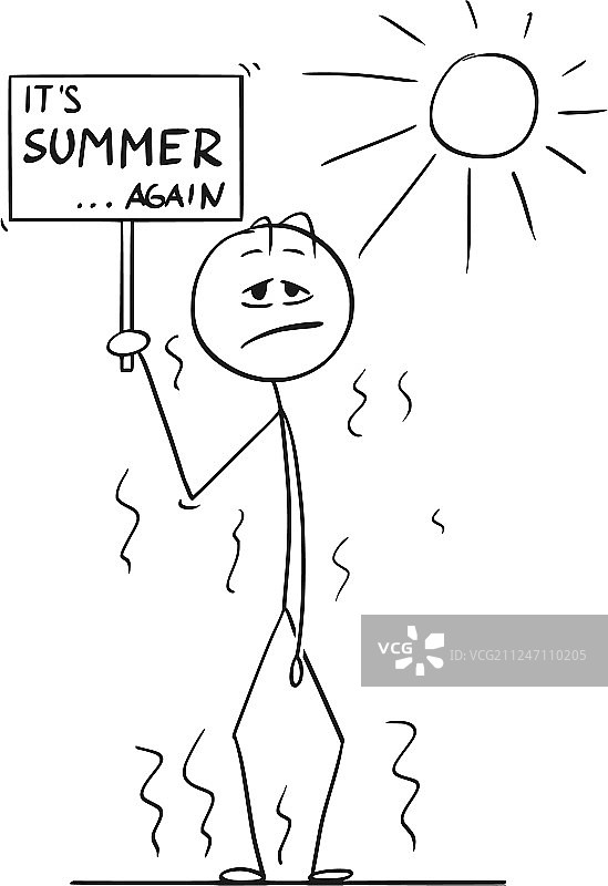 站在炎热夏天里的男人卡通图片素材