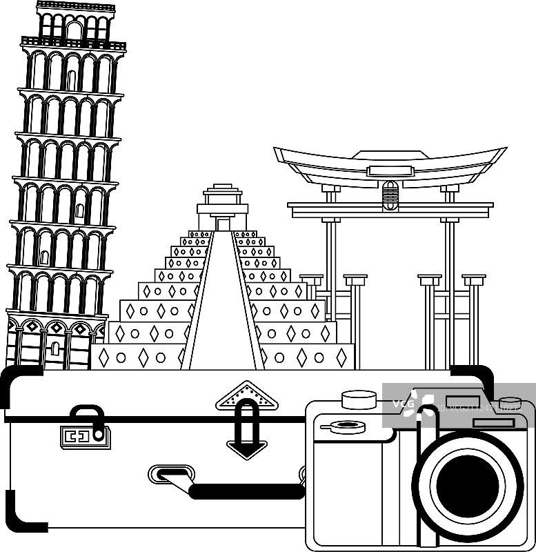 黑色旅行度假和夏季卡通图片素材