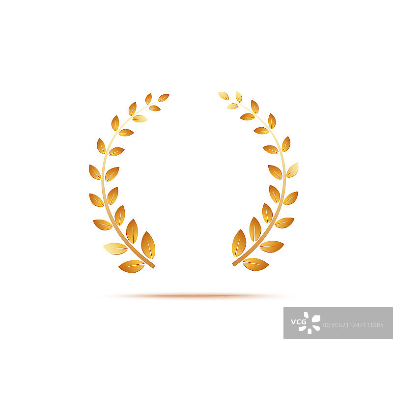 金色月桂树叶奖和标志图片素材