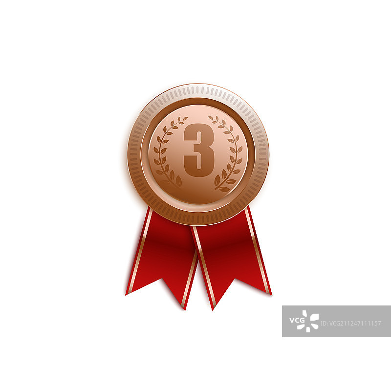 红色丝带季军奖章图片素材