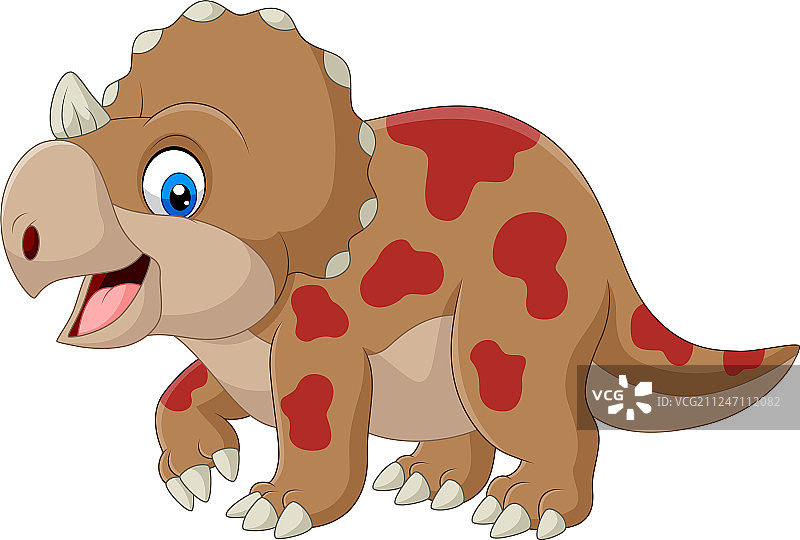 白色背景上的可爱三角龙卡通图片素材