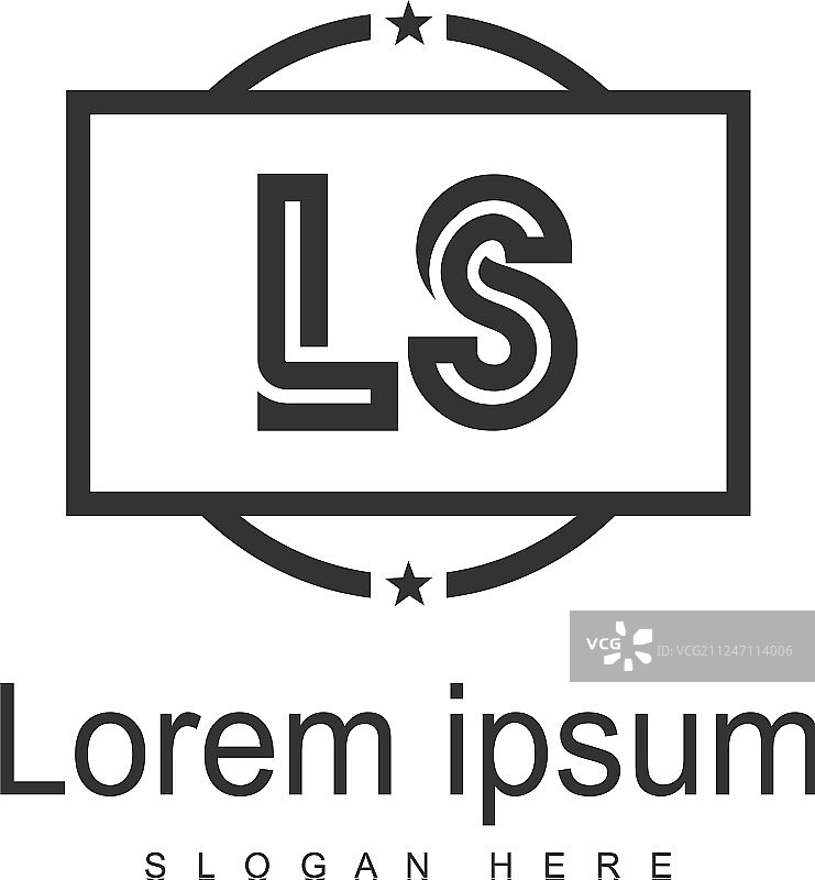 带有现代框架的LS标志模板图片素材