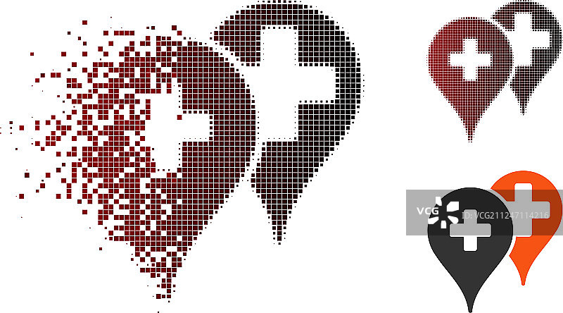 分解像素半色调医疗地图标记图标图片素材