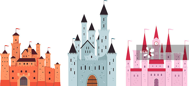 粉色、蓝灰色和赤陶色中世纪套装图片素材