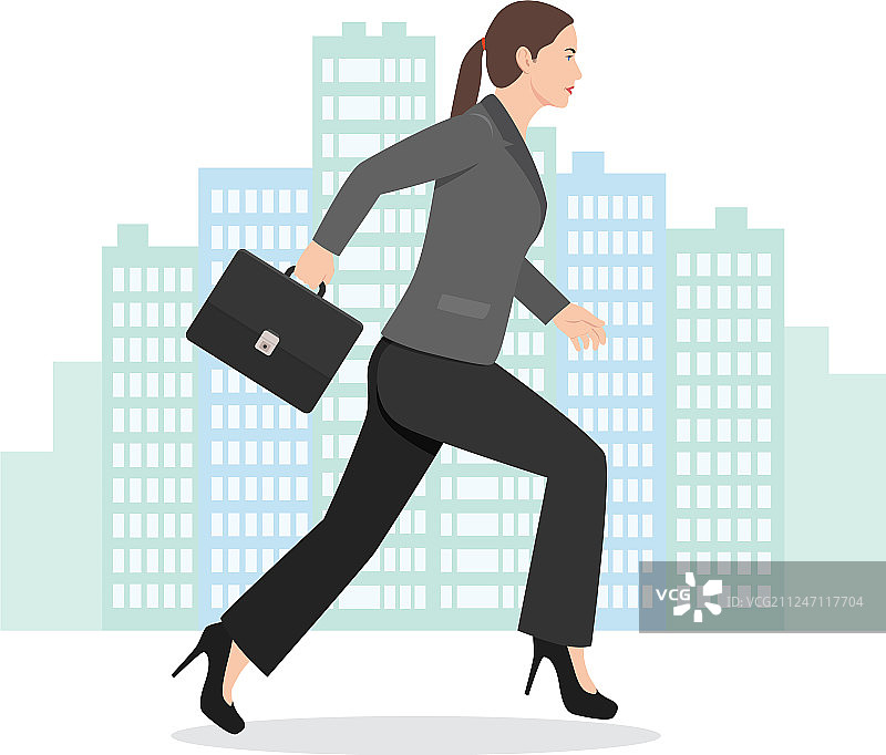 拿着公文包奔跑的商务女人图片素材