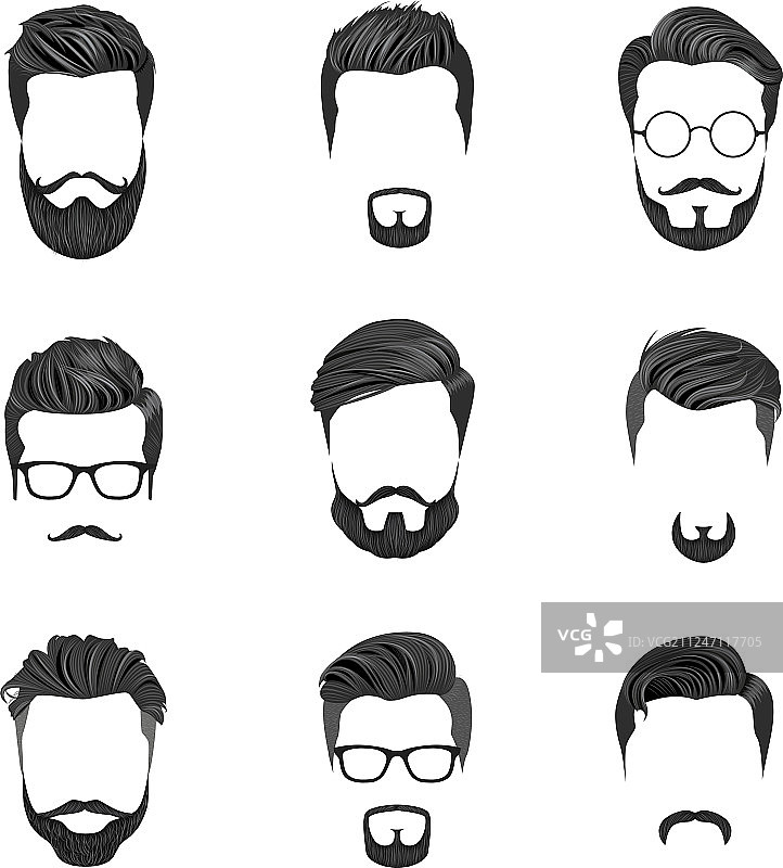 时尚发型、胡须和胡子图片素材