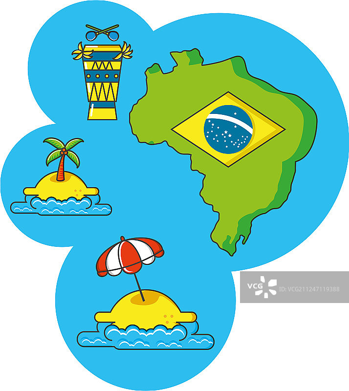 带有图标的巴西地图图片素材