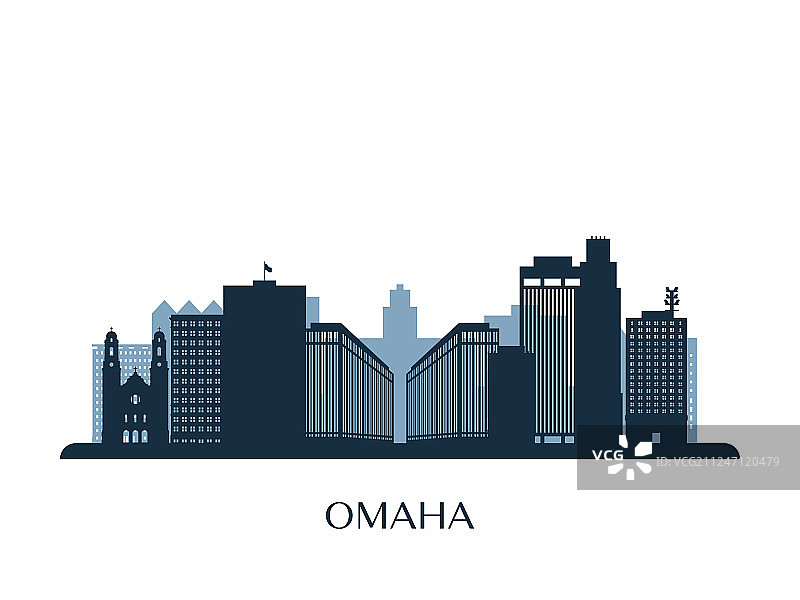 奥马哈天际线单色剪影图片素材