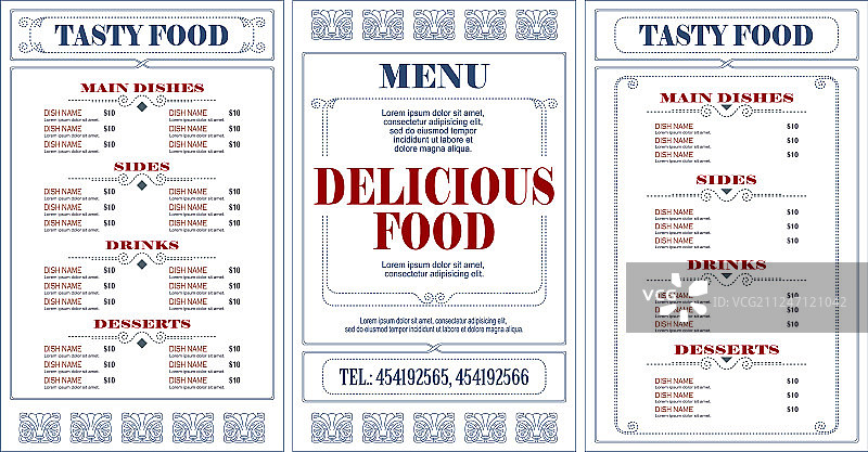 咖啡馆或餐厅菜单模板图片素材
