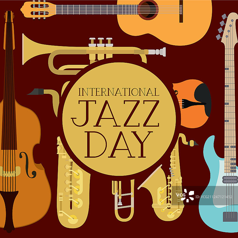 带乐器组合的爵士日海报图片素材