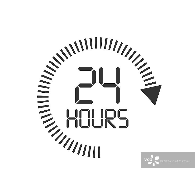 扁平风格24小时时钟标志图标图片素材