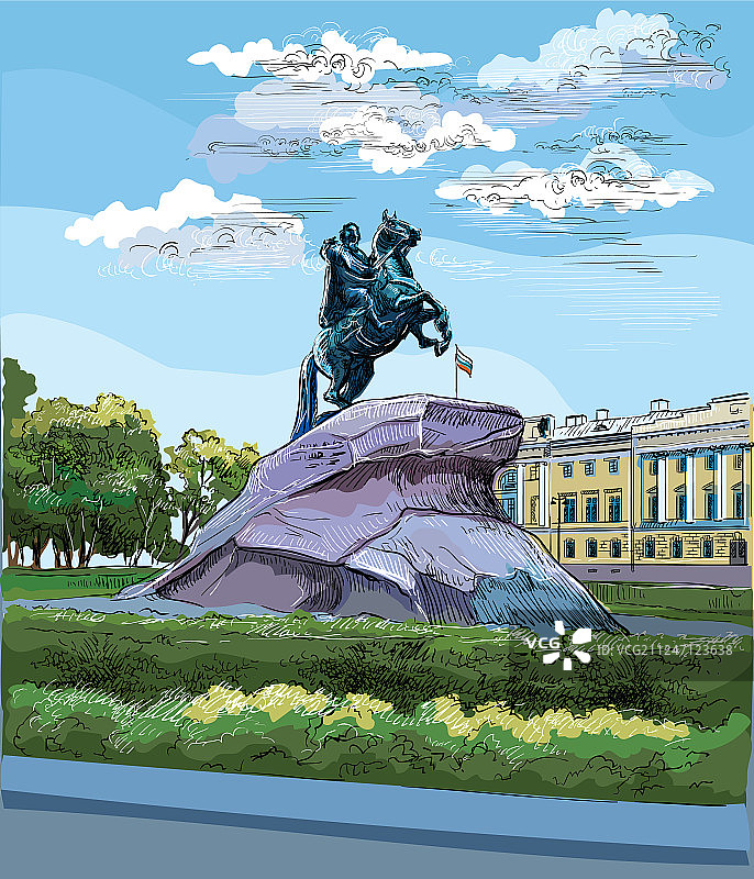 彩色手绘圣彼得堡3图片素材