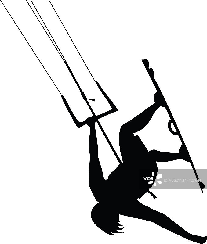 风筝冲浪男子跳跃剪影图片素材