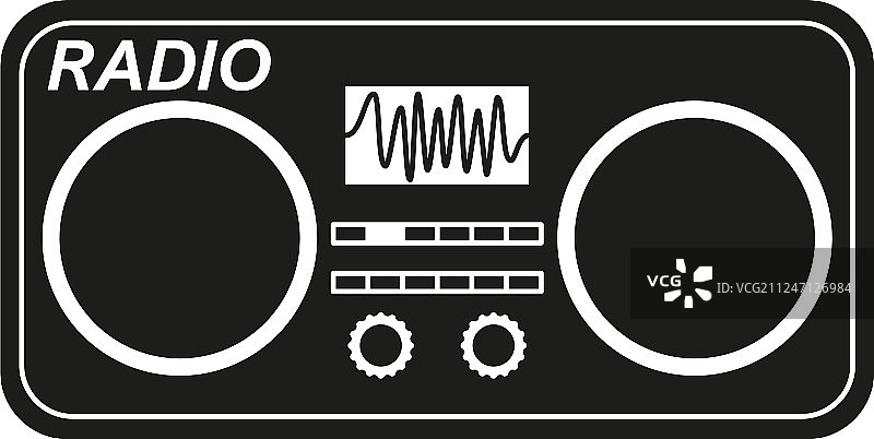 黑白老式收音机剪影图片素材