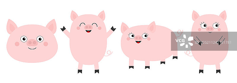 可爱卡通风格小猪线条合集图片素材