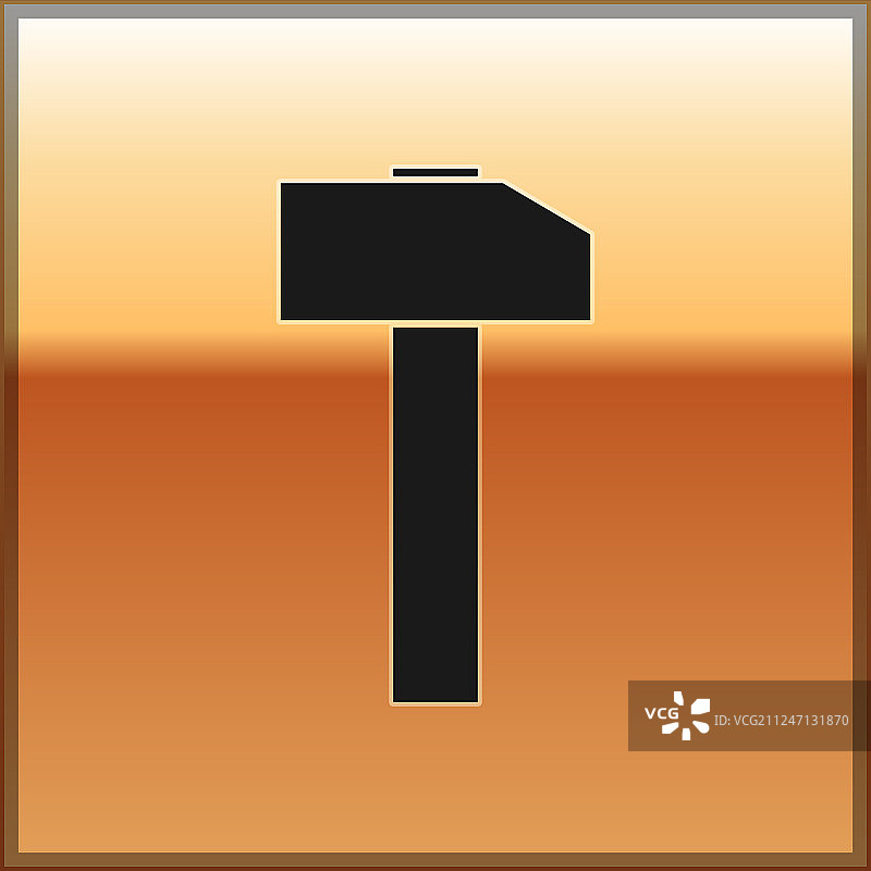 金色背景上的黑色锤子图标图片素材