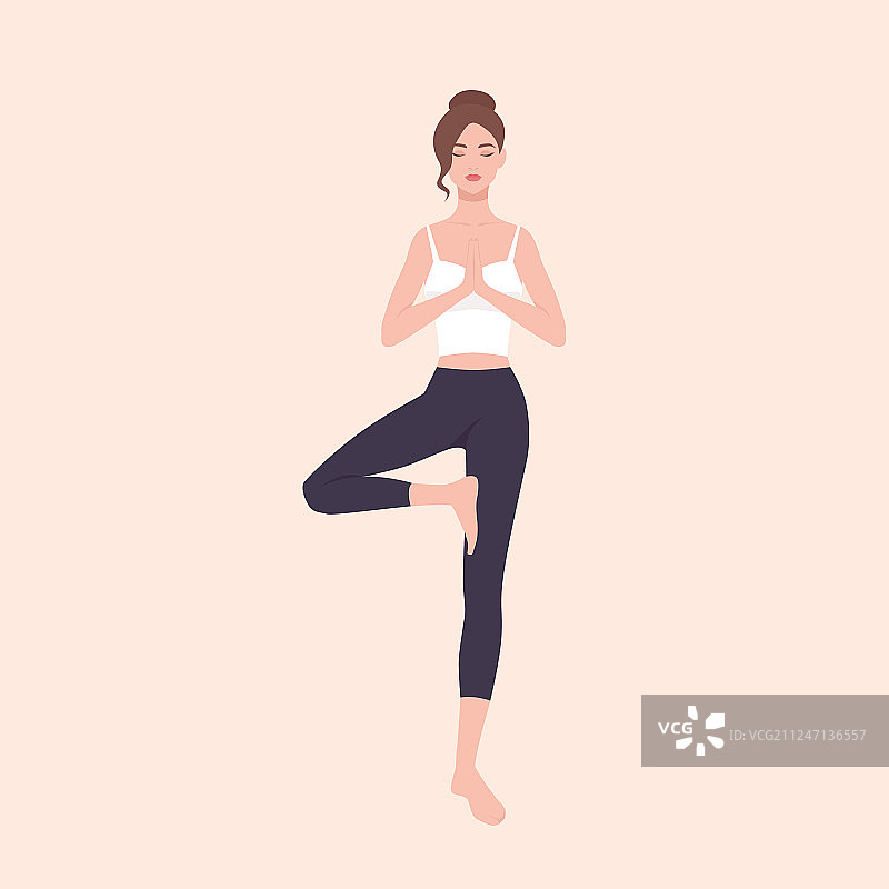 练习哈他瑜伽和禅的美丽女人图片素材