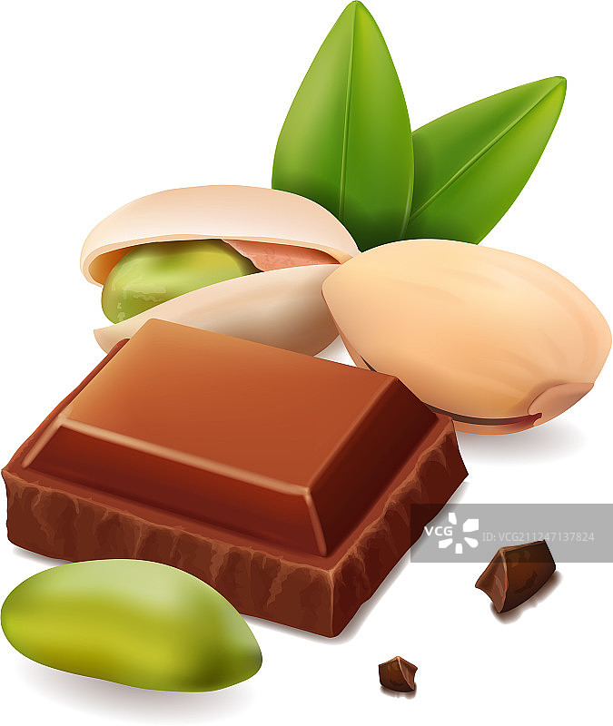 分离的开心果和黑巧克力图片素材
