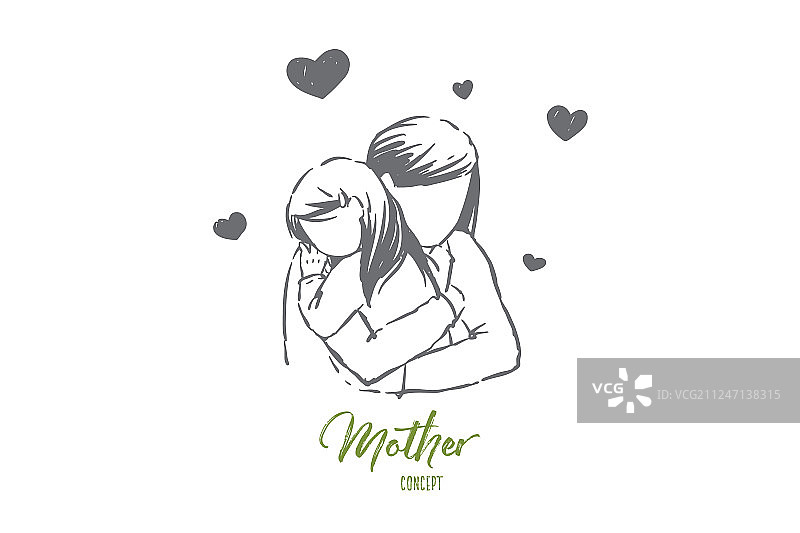 妈妈拥抱女儿，年轻女子和小女孩图片素材