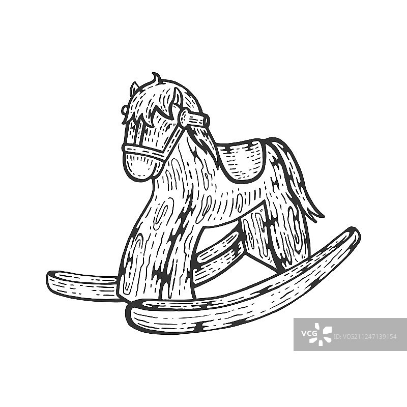 摇摇马玩具素描雕刻图片素材