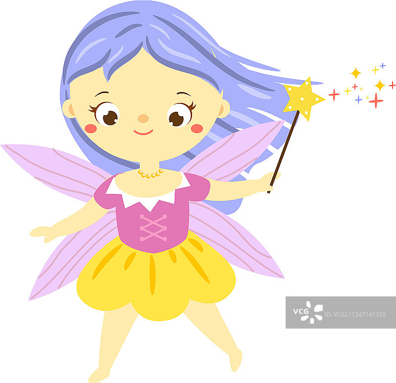 持魔杖的可爱精灵图片素材