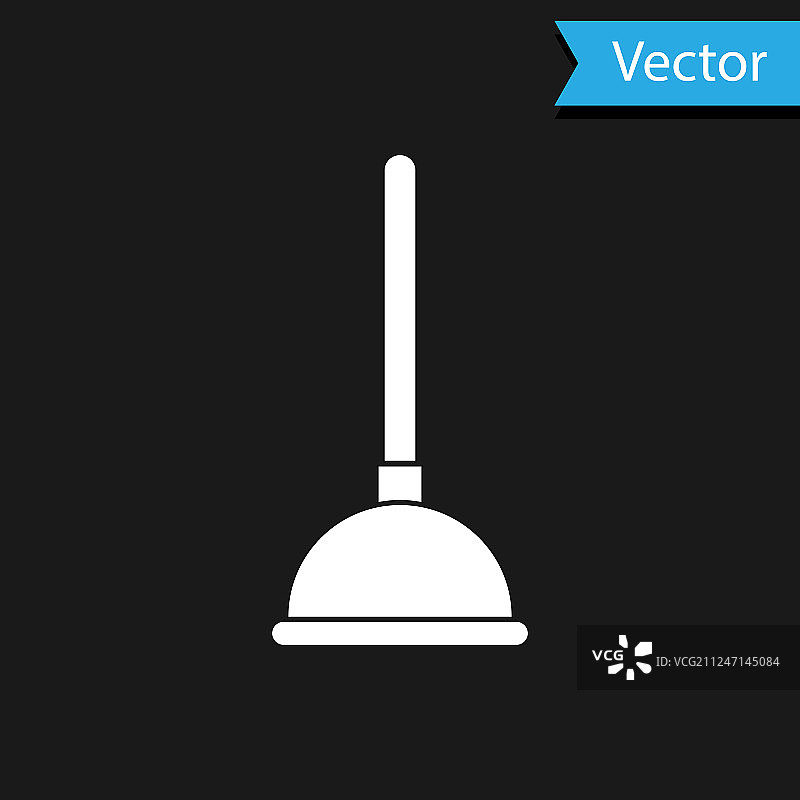 白色橡胶马桶搋子，木柄用于管道疏通图片素材