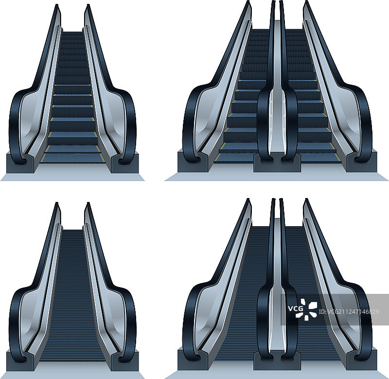 自动扶梯图标写实风格合集图片素材
