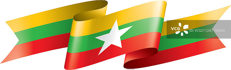 缅甸国旗上有白色图片素材