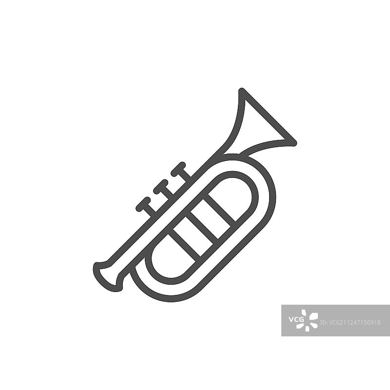乐器小号线条轮廓图标图片素材