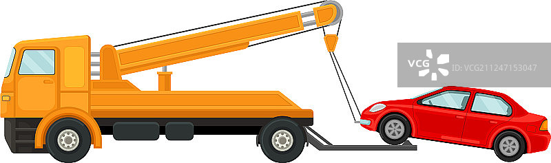 拖车将汽车拖到平台上图片素材