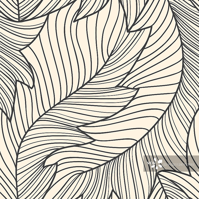 香蕉叶线性雕刻无缝图案图片素材