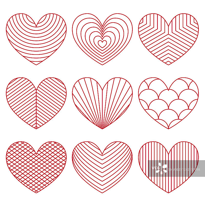 线性极简装饰艺术心形套装图片素材