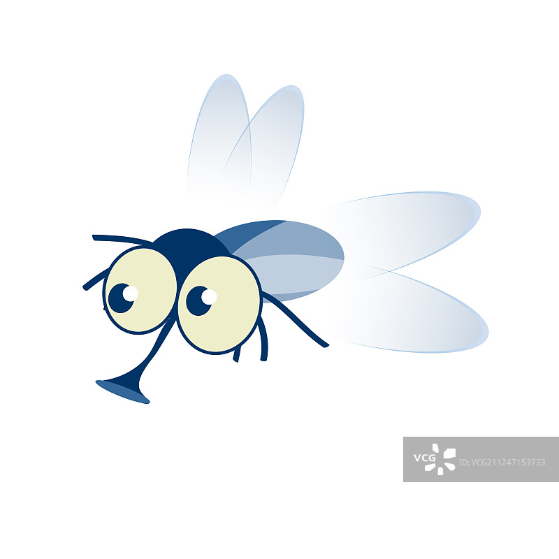 蓝色大眼睛卡通可爱小苍蝇图片素材