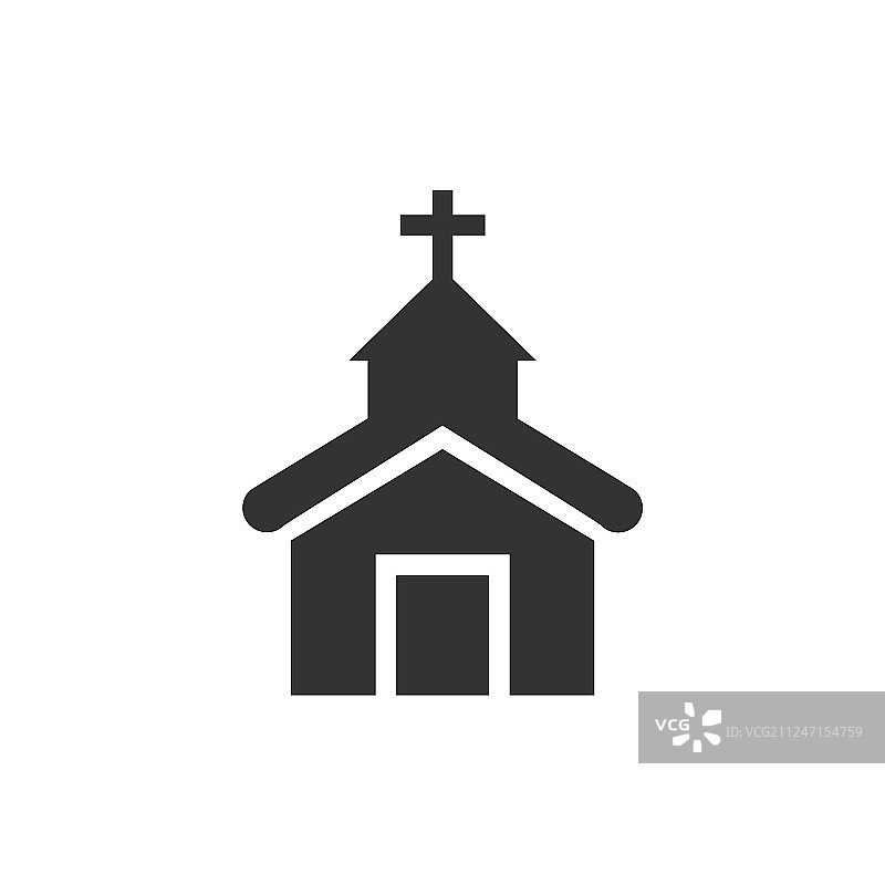 扁平风格的教堂图标，白色背景图片素材