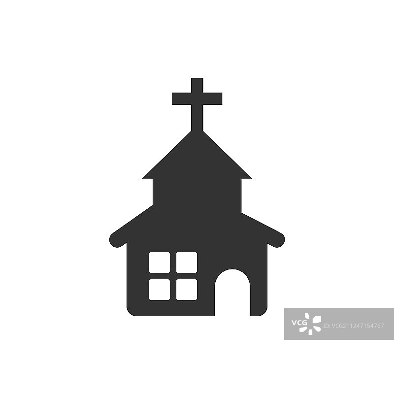 扁平风格的教堂图标，白色背景图片素材